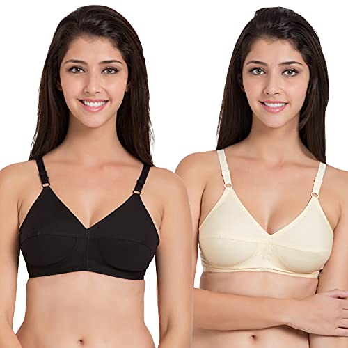 Image of SOUMINIE Women's Cotton Non-Padded Wire Free Casual Full-Coverage Minimizer Bra