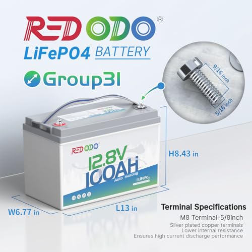 Image of Redodo 12V 100Ah Self-Heating Lithium Battery for RV, Boats, and Solar Home Systems