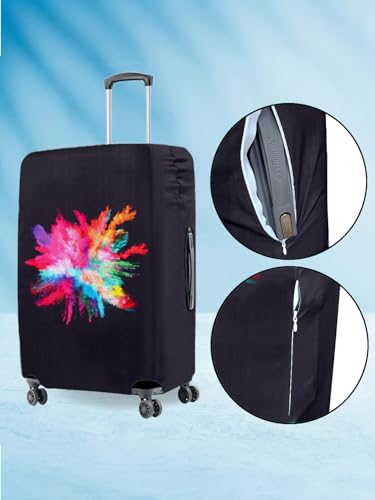 Image of Cortina Eco-Friendly Abstract Print Luggage Protective Cover|Large|Fits 26-30 Inch Luggage|Polyester-Spandex|72cm (28 inches)|Travel Suitcase Protectors|Anti Scratch|Pack of 1|Blue 8