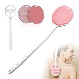 3PCS Extender Handle Set,17in Lengthen Detachable Long Handle Back Brush*1,Silicone Body Scrubber for Gentle Exfoliating and Massage Can Produce Rich Foam*2,Long Handle Back Scrubber for Men (White)