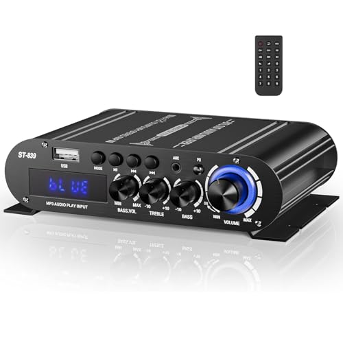XRLUC Mini Bluetooth Amplifier 2.1 Channel with Subwoofer Bass Out, Home Audio Stereo Systems Hi-Fi Digital Class Music for Passive Speakers PC TV Phone Car Vehicle (Power Supply NOT Include)