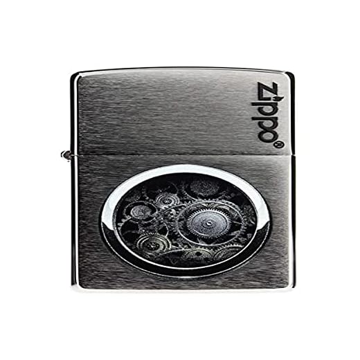 ZIPPO Mechero - Brushed Chrome Gears In Circle, zippo Logo