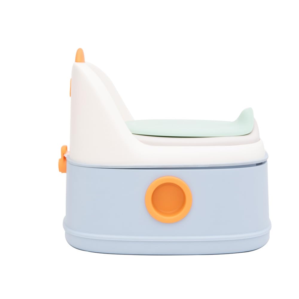 Olmitos - Orinal 3 en 1 infantil DINO de aprendizaje – 3 funciones Orinal, Reductor WC y Taburete - Vaso Extraíble, Antideslizante, Protección Contra Salpicaduras y Diseño Divertido – Versátil (Azul)