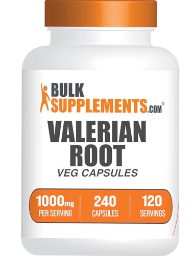 BulkSupplements.com Valerian Root Capsules - Valerian Root Extract, Valerian Root Supplement - Herbal Supplement, Gluten Free, 2 Capsules per Serving, 240 Capsules (Pack of 1)
