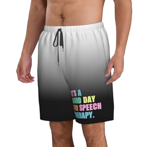 It's A Good Day for Speech Therapy Men's Casual Board Shorts - Elastic Waist Drawstring Swim Trunks,2
