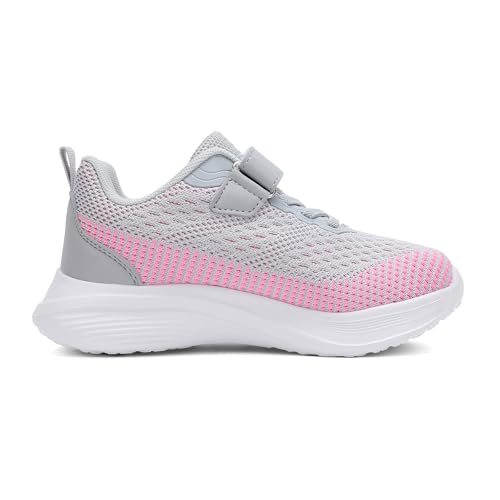 Aeckmd Turnschuhe Mädchen Hallenschuhe Kinder Sportschuhe Atmungsaktiv Outdoor Schuhe Sneaker Tennisschuhe Grau Rosa 39EU