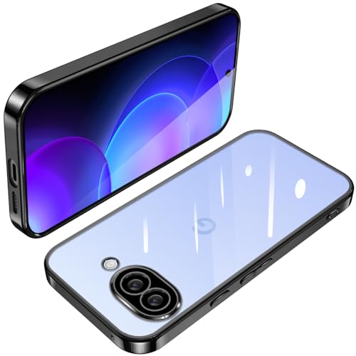 Google Pixel 9A ケース クリア TPU 透明 薄型 軽量 グーグル ピクセル 9a スマホケース 耐衝撃 メッキ加工 ソフト 人気 ワイヤレス充電対応 (ブラック)