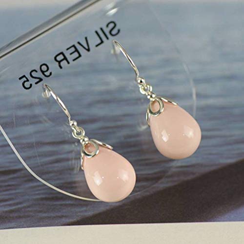 Boucles d'oreilles s925 style chinois en perles de nacre sculptées roses pour femme