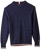 Gerader Saum Tommy Hilfiger Herren Tonal Stripe Sweater Sweatshirt, Blau (Maritime Blue 431), Medium (Herstellergröße:M)