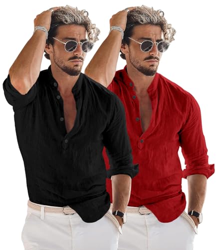 Image of Combo of Men Solid Cotton Blend Straight Kurta Shirt Pack of 2