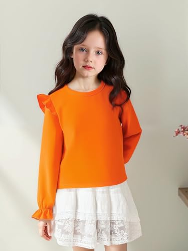 Image of LYSMuch Toddler Baby Girls Blouse Long Sleeve Ruffle Shirt Solid Top Clothes