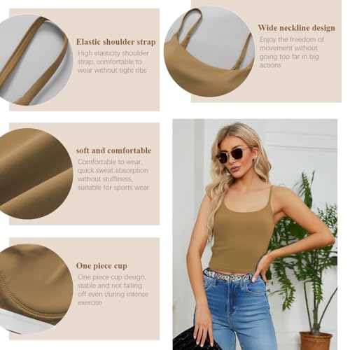 Image of SANNIDHI Camisole Tops for Women Built in Bra Adjustable Strap Soft Cotton Undershirt Tanks Seamless Layering Tops, XL