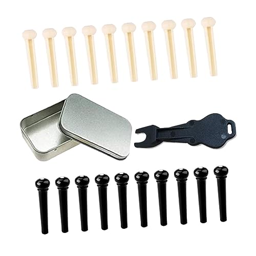 HANABASS 1Set Folk Guitar Bridge Pin Plastic String Pins with Bridge Pin Puller for Acoustic Electric Guitars Reliable Practical Guitar Accessories for Easy Installation