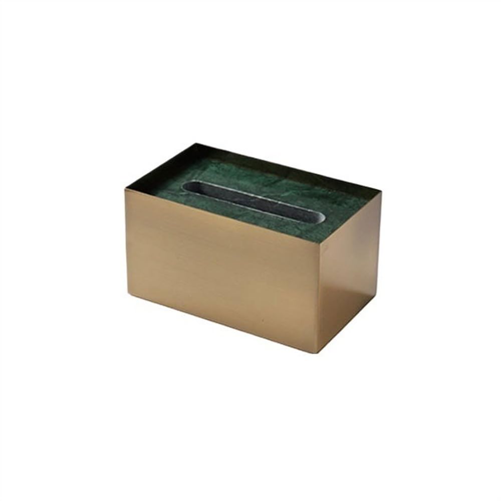 Tissue Holder Marble Stainless Steel Tissue Box Living Room Light Luxury Upscale Coffee Table Drawer Household Napkin Storage Facial Box Decor(Green,Large)