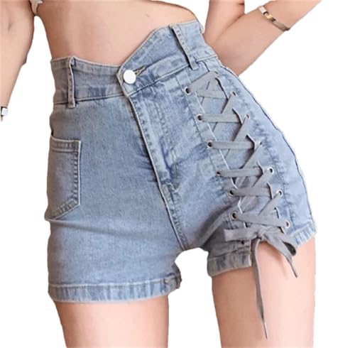 Short en jean bandage taille haute Wjnvfioo rétro bleu taille M