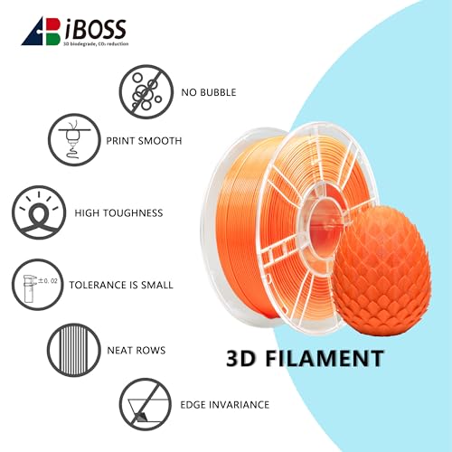 Image of iBOSS PETG 3D Printer Filament 1.75 mm Orange 1KG (2.2lbs) Spool 3D Printing Filament, Dimensional Accuracy + /- 0.02 mm, Neatly Wound 3D Filament Fit Most FDM 3D Printers (PETG Orange)
