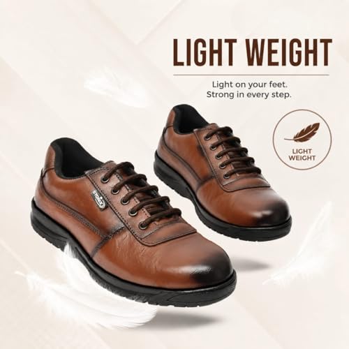 Image of STONIX DR001 Safety Shoes for Men, Lightweight Industrial Shoes | Anti-Slip, Oil Resistant, Steel Toe, Shockproof Work | Comfortable for Construction & Factory Use, Black | Brown