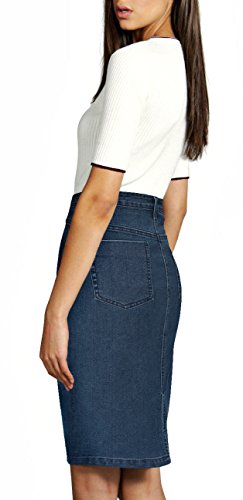 Womens Super Comfy Stretch Denim Skirt SKS22884 Medium Blue 8