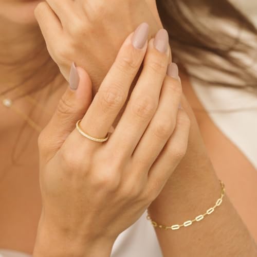 2mm 925 Sterling Silver Rings Gold Engagement Wedding Band Eternity Cubic Zirconia Simulated Diamond Stackable Ring for Women3