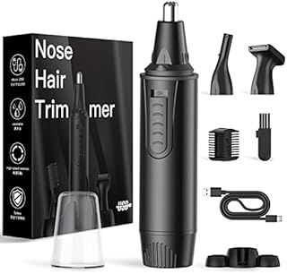Nose Hair Trimmer for Men ,Professional USB Rechargeable Nose Facial Trimmer ,Dual-Edge Spinning Blade Nose Trimmer ,3 in 1 Lightweight Waterproof Hair Clipper,Easy Cleansing (Black)