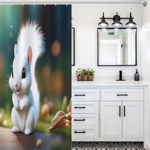 Rideau de douche écureuil mignon en tissu polyester imperméable 122x183cm - 5