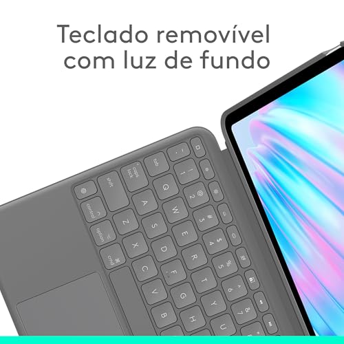 Capa com teclado para tablet Logitech COMBO TOUCH para iPad Air 11 pol 5a ger e M2 Cinza