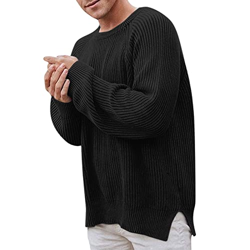 Trench Coats para homens masculino outono inverno casual malha lisa manga raglã suéter blusa masculi