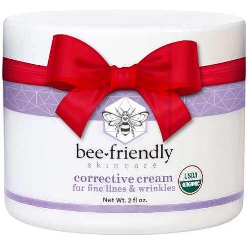 BeeFriendly Organic Corrective Cream, USDA Certified Face Moisturizer Rich Anti Aging Facial Night Cream For Sensitive Skin Aids With Fine Lines, Wrinkles, Crows Feet, Eyes, Face, Neck 2 oz