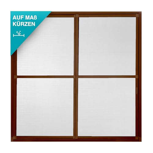 APANA Fliegengitter Schiebetür 240x240 cm – Insektenschutz Balkontür & Terrassentür ohne Bohren, zuschneidbar für Doppeltür, Aluminium Rahmen & Fiberglas Gewebe, stabil & langlebig Braun
