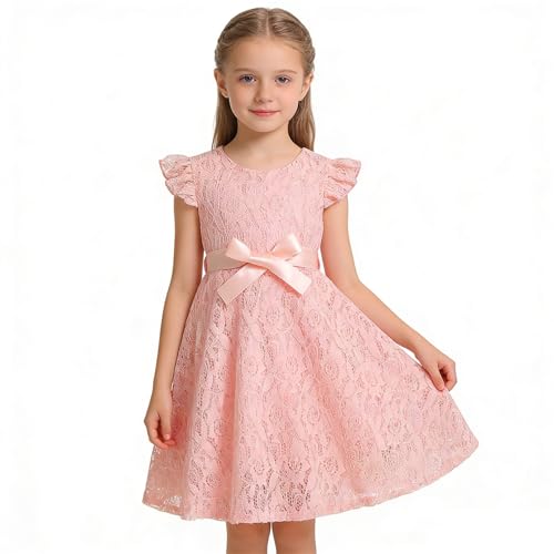 Robe en dentelle pour filles style décontracté chic avec manches bouffantes