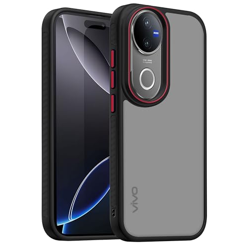 Image of V-TAN Back Cover for Vivo V50 5G Matte Finish Transparent Case, TPU, Camera Protective Shockproof Cover, Black