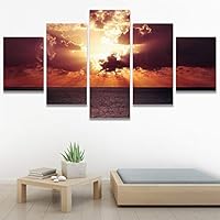 SIGNWIN 5 Panel Canvas Wall Art Multicolor Nature Neon Photography Trees Tropical for Home Decorations Ready to Hang - 60