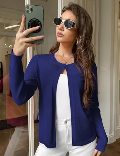 Image of OmicGot Women's Long Sleeve Shrugs Open Front Cropped Cardigan Sweater Bolero Shrugs S-XL