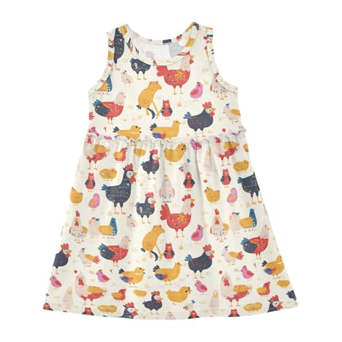 KLL Farm Animals Pattern Girls Playwear Dresses Fashion Jumper Skirt Comfy Outfits O Neck