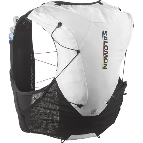 Salomon Advance Skin 12 - Chaleco unisex de hidratación de 12 litros, juego de bandera de carreras, color negro y blanco, talla L