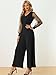 Allegra K Women's Elegant V Neck Mesh Long Sleeve Loose Wide Leg Romper Party Jumpsuits X-Large Black