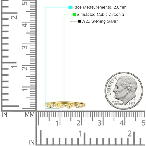 OMRANII Vintage Leaf Style floral Half Eternity Milgrain 2.8mm Wedding Band Round Cubic Zirconia Solid 925 Sterling Silver4