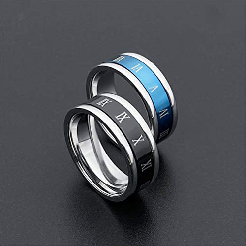 Image of PAURO Roman Numerals Spin Worry Ring | Unisex Stainless Steel, Roman Numerals Spin Worry Ring for Anxiety