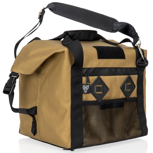 Xtreme Sight Line ~ AQUA G CUBƎ 25 Waterproof Faraday Bag for Small Generators and Electronics ~ Protects Against EMP/CME/EMF/RF ~ Diamond Form Faraday Lined Interior ~ Coyote Brown