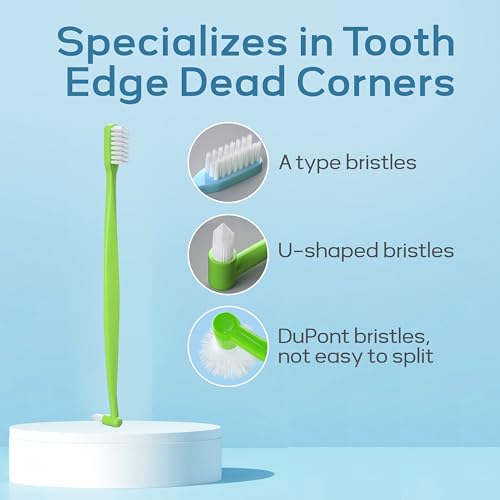 FloraVigo 4 Stück kieferorthopädische Zahnbürste, doppelseitige V-förmige Zahnbürste mit weichen Borsten für Zahnspangen- und Detailreinigung, Plaque- und Zahnsteinentfernung (gemischte Farben)