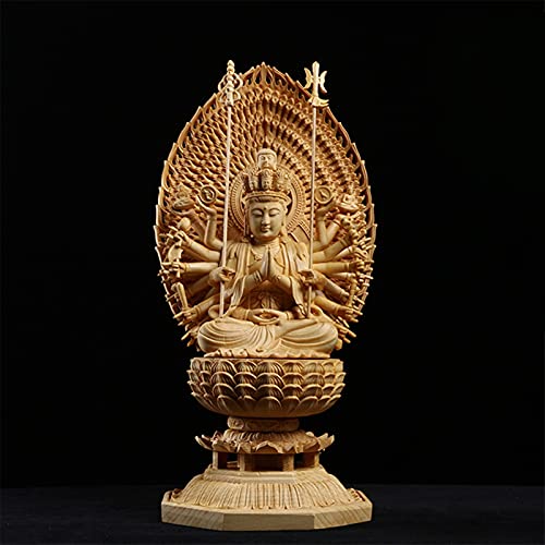 Aurh Home Sculpture Buddhist Temple Decoration Solid Wood Carved Cypress Wood Buddha Statue Thousand Hand Guanyin Tianminjiedm #TOP1