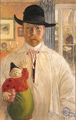 Poster Carl Larsson autoportrait 50x70cm en toile sans cadre SERENDIPITP
