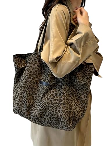 Image of MakeMeChic Women's Leopard Tote Bag Cheetah Oversize Shoulder Bag Weekender Bag