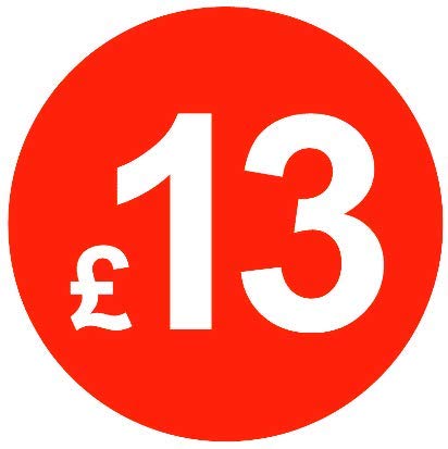 £ Red Price Stickers - 45mm, £13, 10000 — image 1