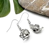 Teapot Charm Earrings, Tibetan Silver 3D Tea Pot Charm Beads on Nickel Free Hooks : 33mm long, Gift for British Tea Lover, Fun Fancy Dress Drop Earrings for Women - Image 4