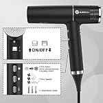 slopehill Hair Dryer with Unique Brushless Motor | Intelligent Fault Diagnosis | Innovative Microfilter | Oxy Active Technology | Led Display (Black)