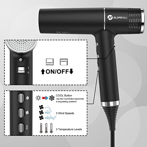 slopehill Hair Dryer with Unique Brushless Motor | Intelligent Fault Diagnosis | Innovative Microfilter | Oxy Active Technology | Led Display (Black) — view 4