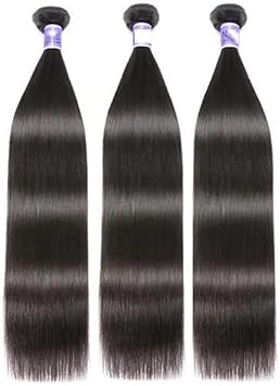 3 Bundles Peruvian Virgin Hair With Closure Straight Hair Wefts 12A Grade Middle Part Hair Bundles Natural Color 16 16 16Three