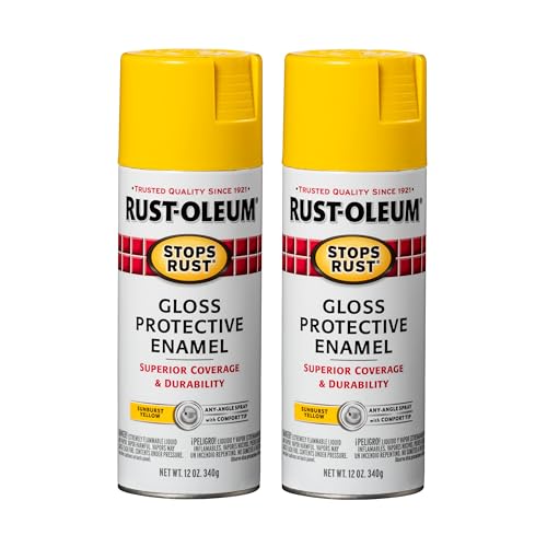 Image of Rust-Oleum 7747830 Stops Rust Spray Paint, 12 oz, Gloss Sunburst Yellow, 2 Pack