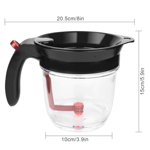Fetttrennkanne für Soßen, Fettabscheider 1000ml, Doppelfiltrations Fetttrenner, Ein Knopf Pressefreigabe Spender, Einfaches Abscheiden von Fett